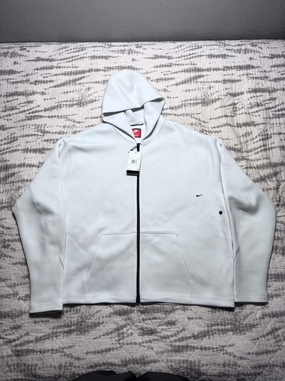 Nike Tech Men's Fleece Full-Zip Oversized Hoodie White Mens XL Tall IF1319-101